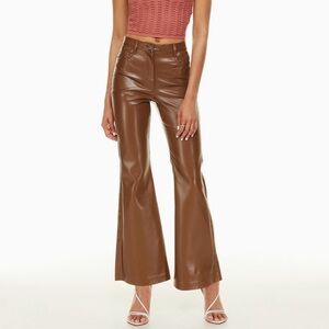 Aritzia Brown Flared Leather Pants